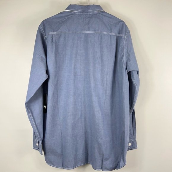 Hurley Hobie Mens Button-Up Shirt Blue Long Sleeve Spread Collar Pockets XL New - Picture 2 of 12